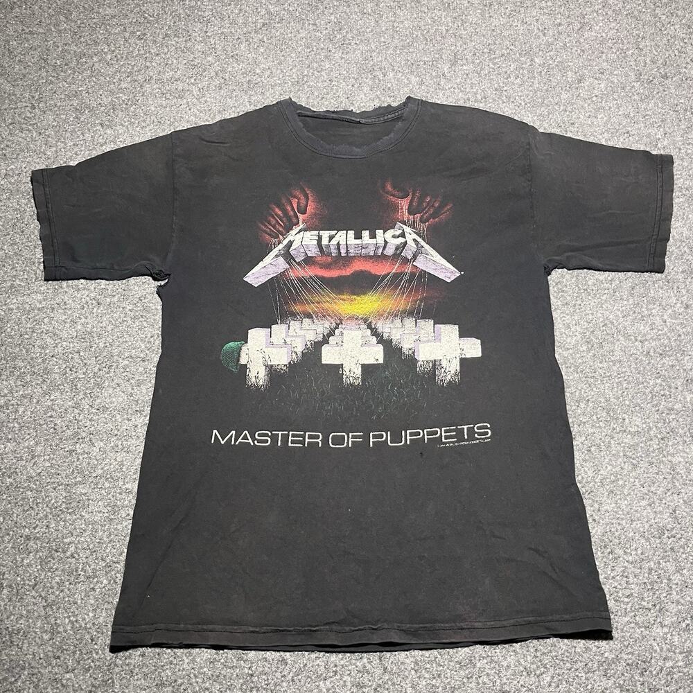 Vtg Metallica Master Of Puppets T Shirt Mens Small Distressed Faded Graphic Band